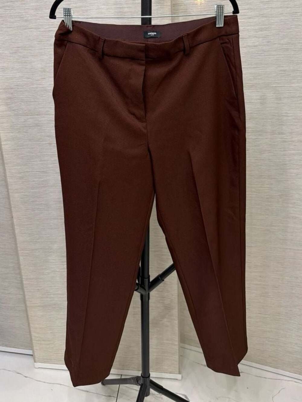 Express Women's Editor Mid Rise Slim Ankle Dress Pants Brown